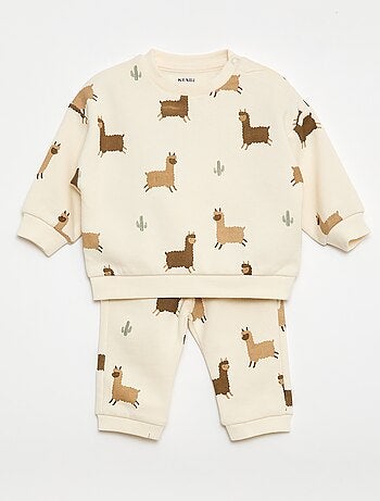 Completo felpa + pantaloni da jogging con stampa fantasia - 2 pezzi