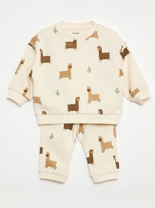 Completo felpa + pantaloni da jogging con stampa fantasia - 2 pezzi - Kiabi