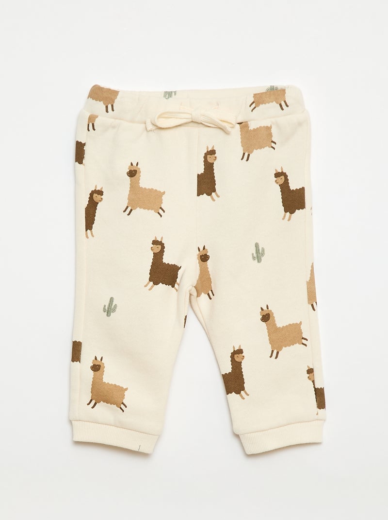 Completo felpa + pantaloni da jogging con stampa fantasia - 2 pezzi Beige - Kiabi