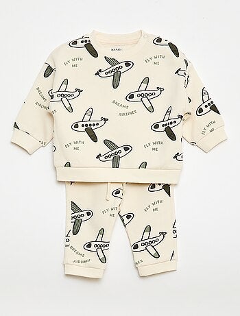 Completo felpa + pantaloni da jogging con stampa fantasia - 2 pezzi