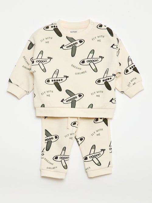 Completo felpa + pantaloni da jogging con stampa fantasia - 2 pezzi - Kiabi