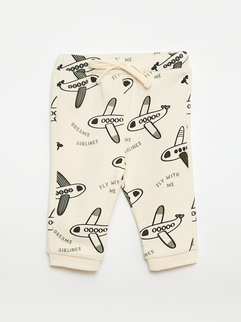 Completo felpa + pantaloni da jogging con stampa fantasia - 2 pezzi Beige - Kiabi