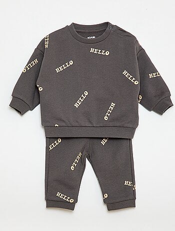 Completo felpa + pantaloni da jogging con stampa fantasia - 2 pezzi