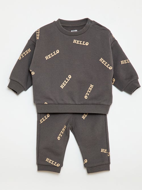 Completo felpa + pantaloni da jogging con stampa fantasia - 2 pezzi - Kiabi
