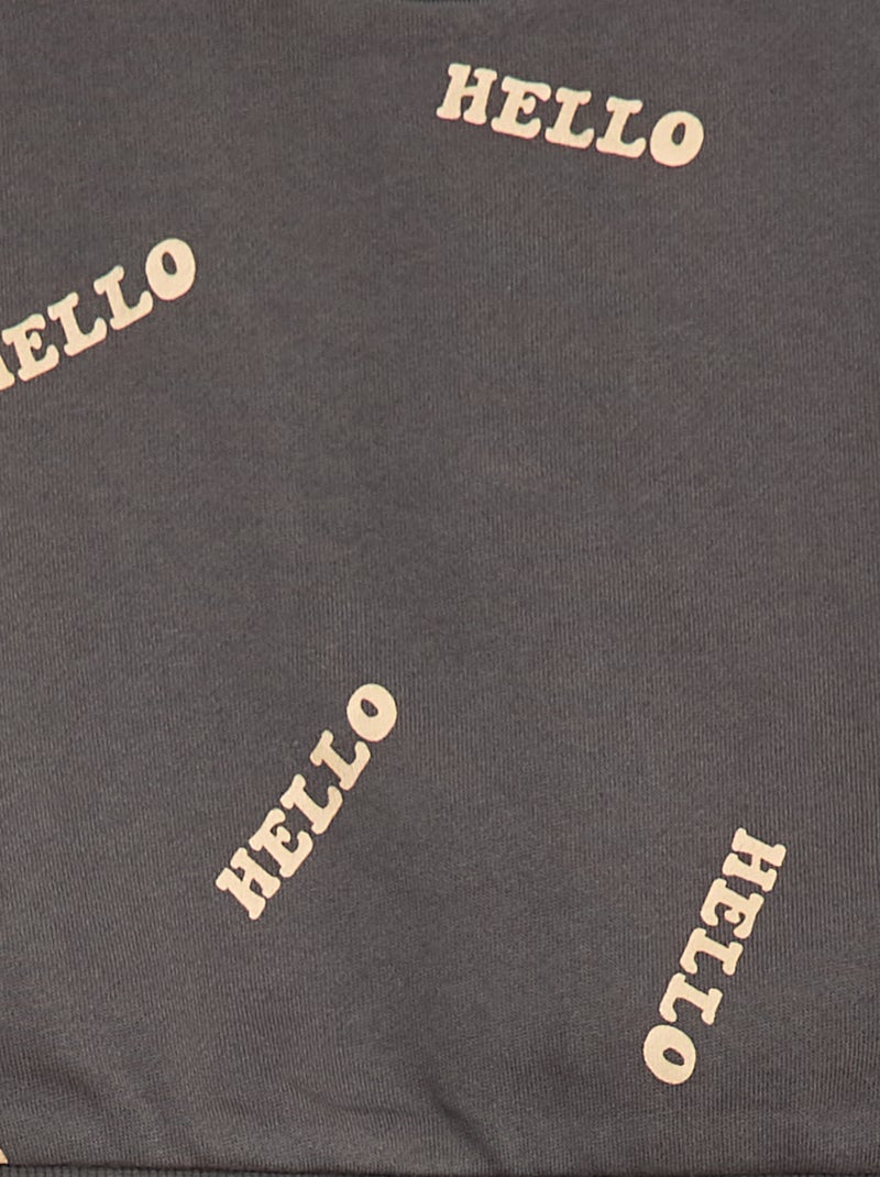 Completo felpa + pantaloni da jogging con stampa fantasia - 2 pezzi Grigio - Kiabi