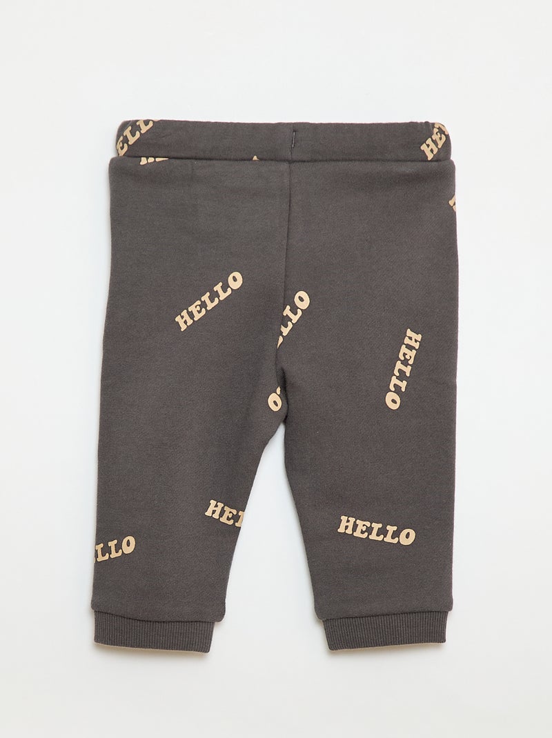 Completo felpa + pantaloni da jogging con stampa fantasia - 2 pezzi Grigio - Kiabi