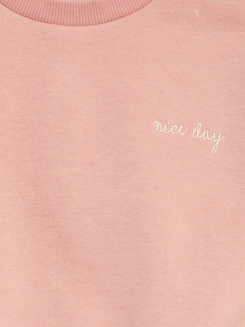 Completo felpa + pantaloni da jogging in tessuto felpato tinta unita - 2 pezzi ROSA - Kiabi