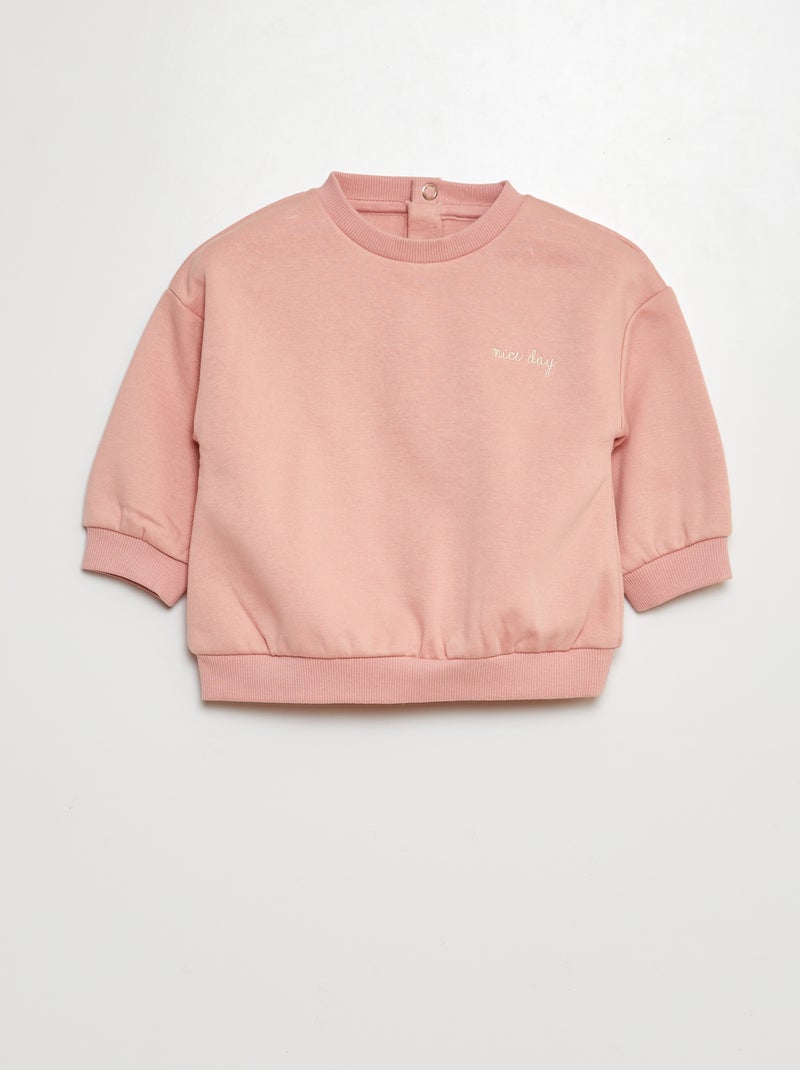 Completo felpa + pantaloni da jogging in tessuto felpato tinta unita - 2 pezzi ROSA - Kiabi