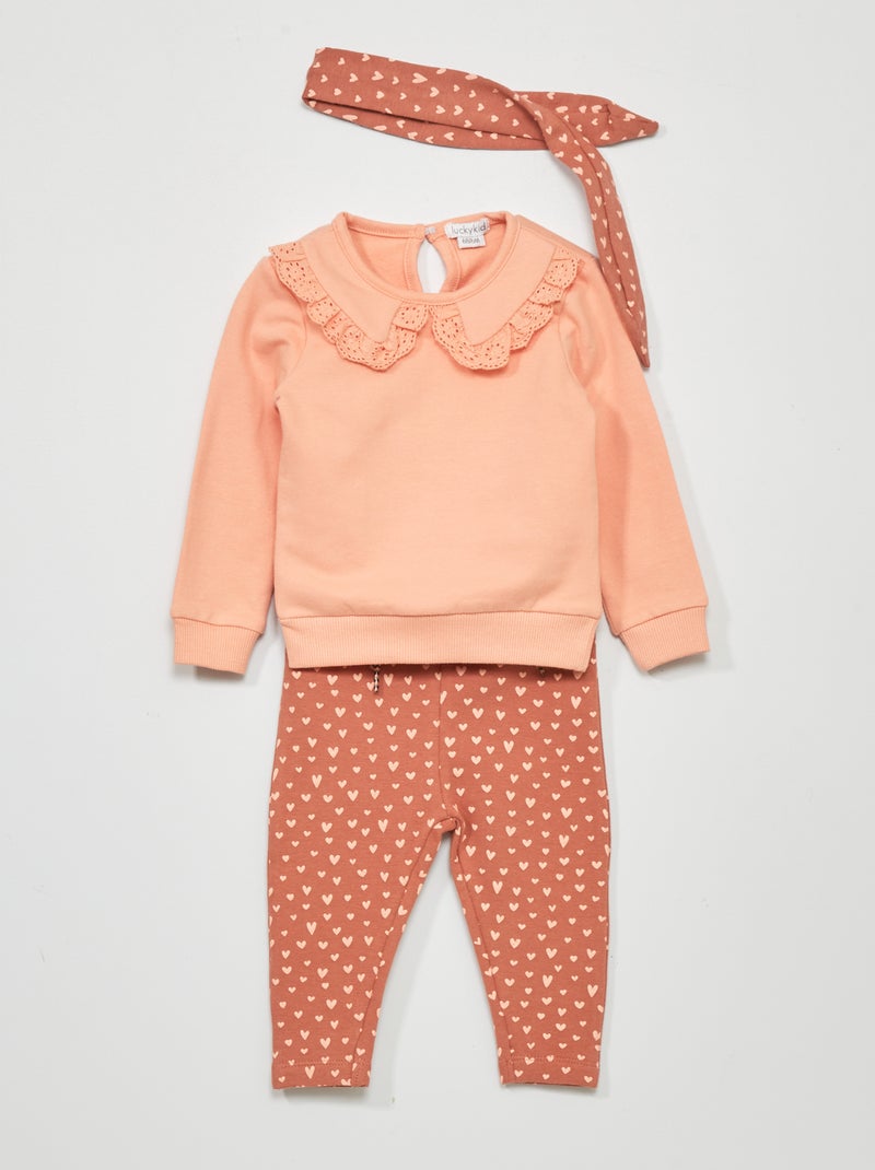 Completo felpa + pantaloni + fascia - 3 pezzi ROSA - Kiabi