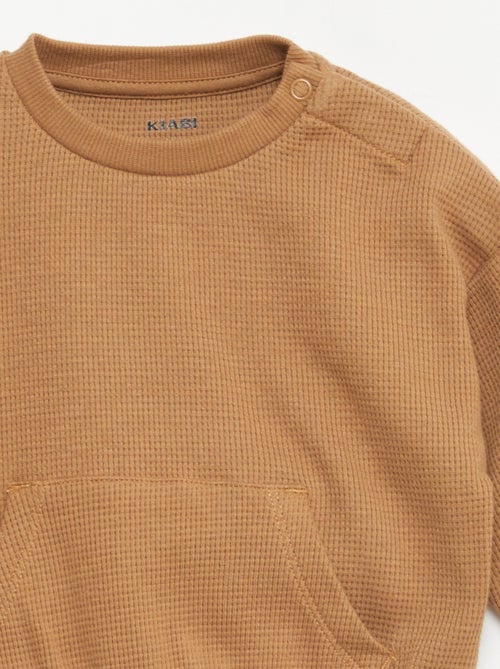 Completo felpa + pantaloni in tessuto a nido d'ape - 2 pezzi - Kiabi