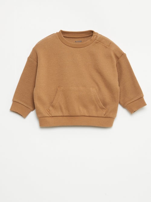 Completo felpa + pantaloni in tessuto a nido d'ape - 2 pezzi - Kiabi