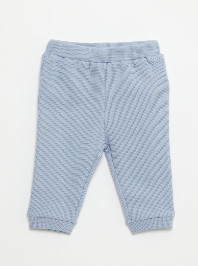 Completo felpa + pantaloni in tessuto a nido d'ape - 2 pezzi Blu - Kiabi