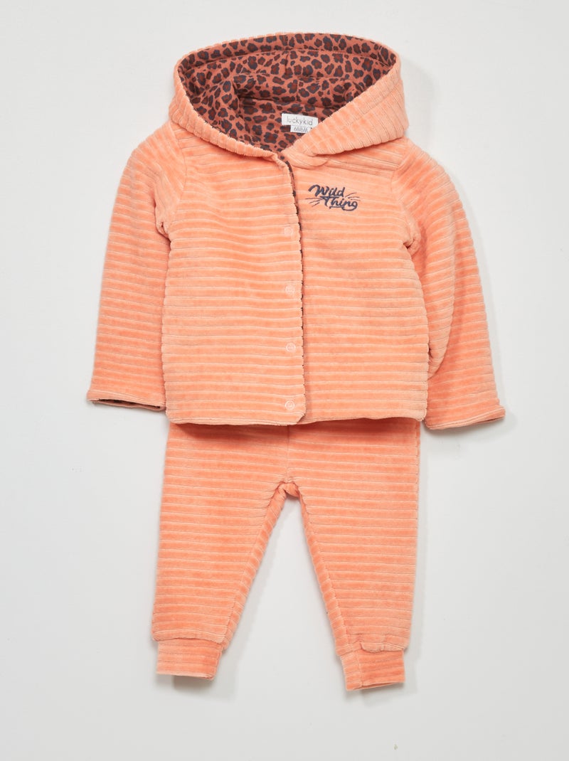 Completo felpa + pantaloni in velluto a coste - 2 pezzi ROSA - Kiabi