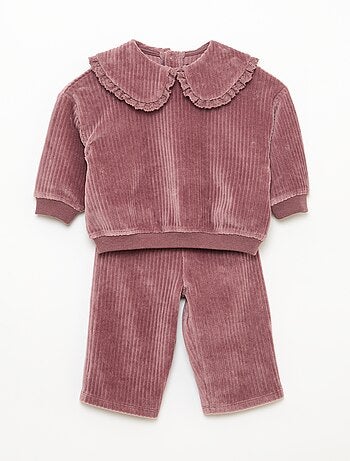 Completo felpa + pantaloni in velluto a coste