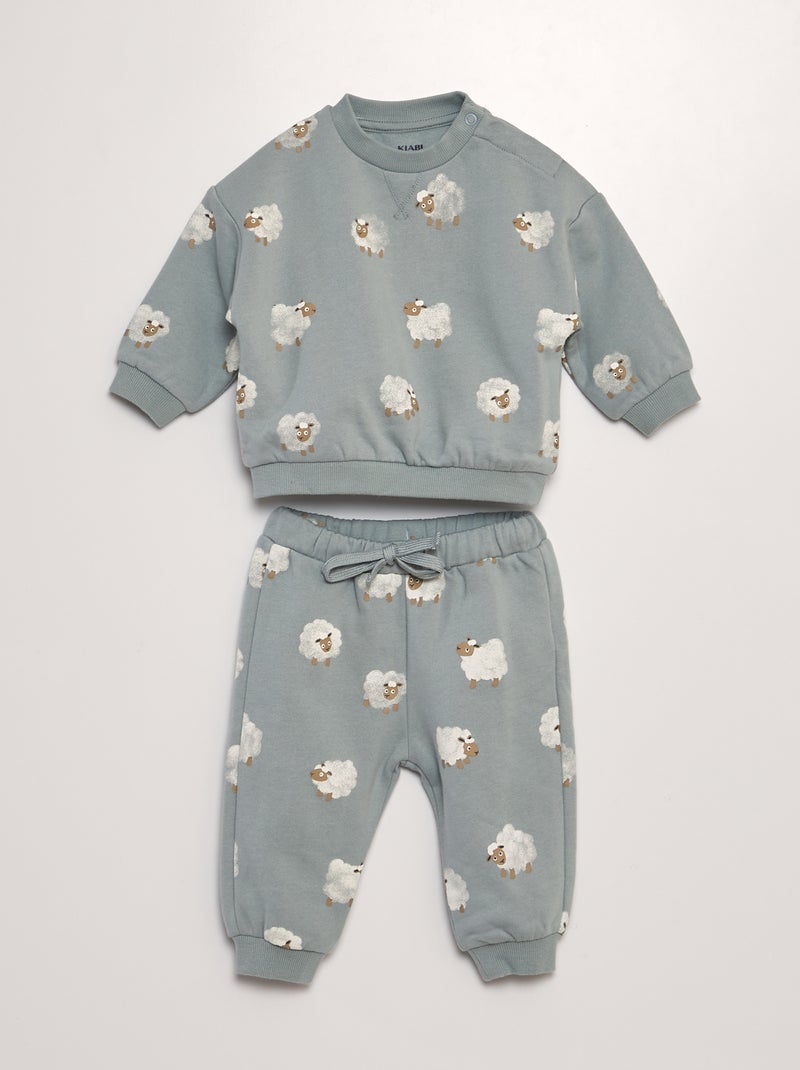 Completo felpa + pantaloni stampati - 2 pezzi BLU - Kiabi