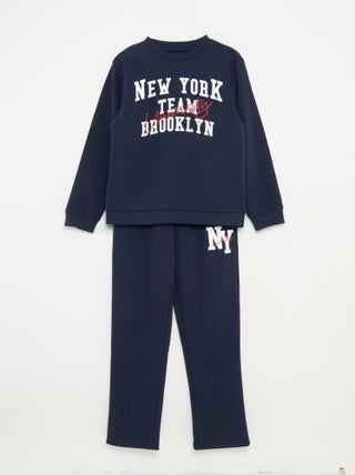 Completo felpa + pantaloni stile college - 2 pezzi