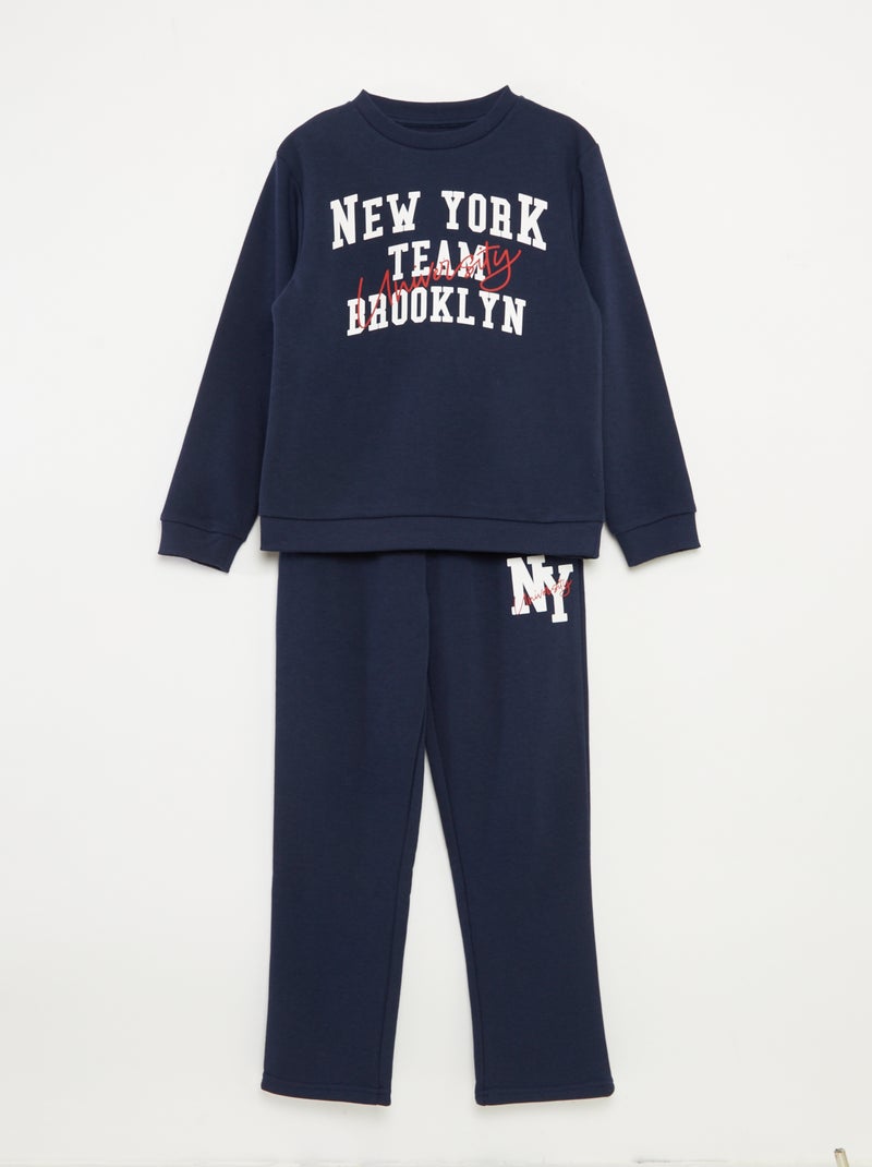 Completo felpa + pantaloni stile college - 2 pezzi Blu - Kiabi