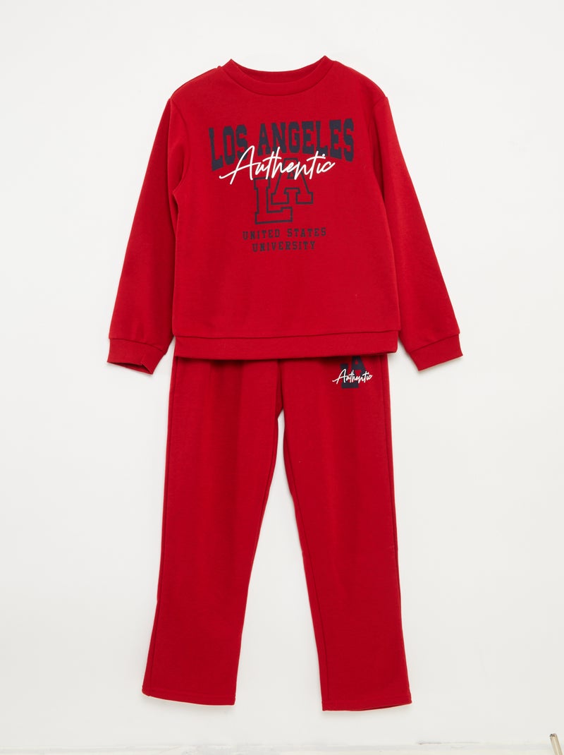 Completo felpa + pantaloni stile college - 2 pezzi Rosso - Kiabi