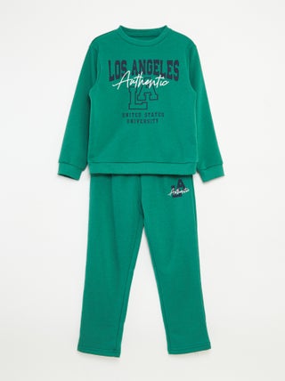 Completo felpa + pantaloni stile college - 2 pezzi