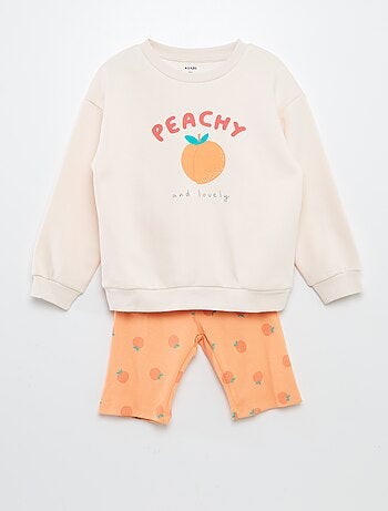 Completo felpa + shorts ciclisti con stampa