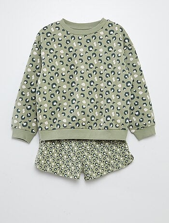 Completo felpa + shorts stampati - 2 pezzi