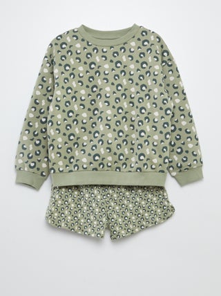 Completo felpa + shorts stampati - 2 pezzi
