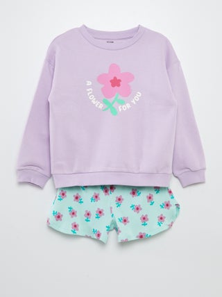 Completo felpa + shorts stampati - 2 pezzi