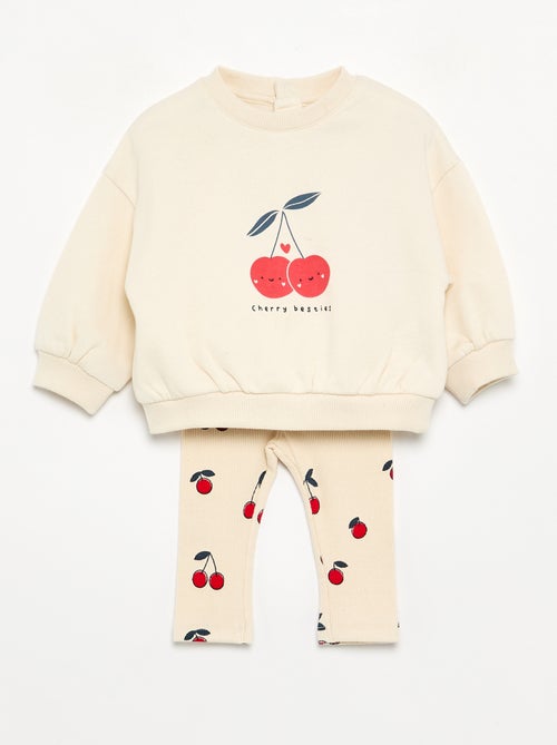 Completo felpa stampata + leggings - Kiabi