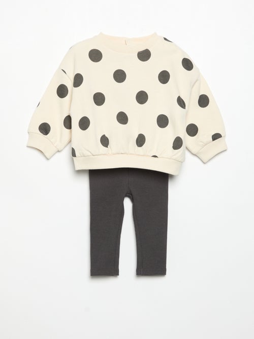 Completo felpa stampata + leggings - Kiabi