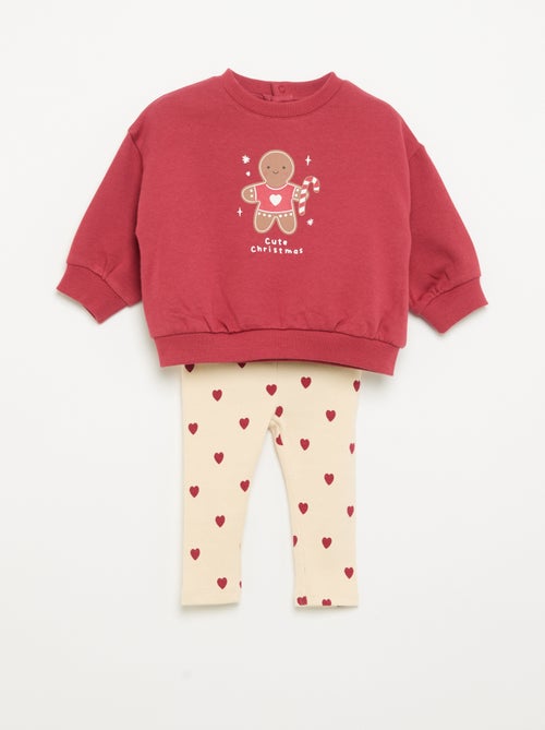 Completo felpa stampata + leggings - Kiabi