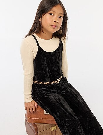 Completo festivo T-shirt + tutina a bretelle