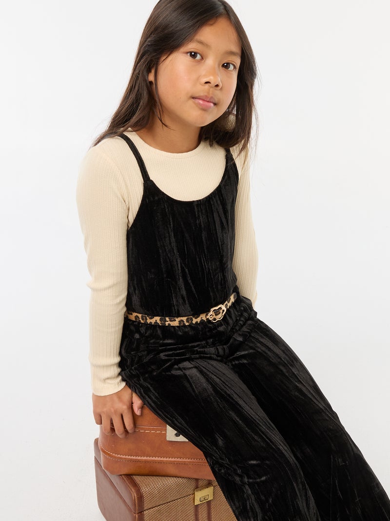 Completo festivo T-shirt + tutina a bretelle Nero - Kiabi