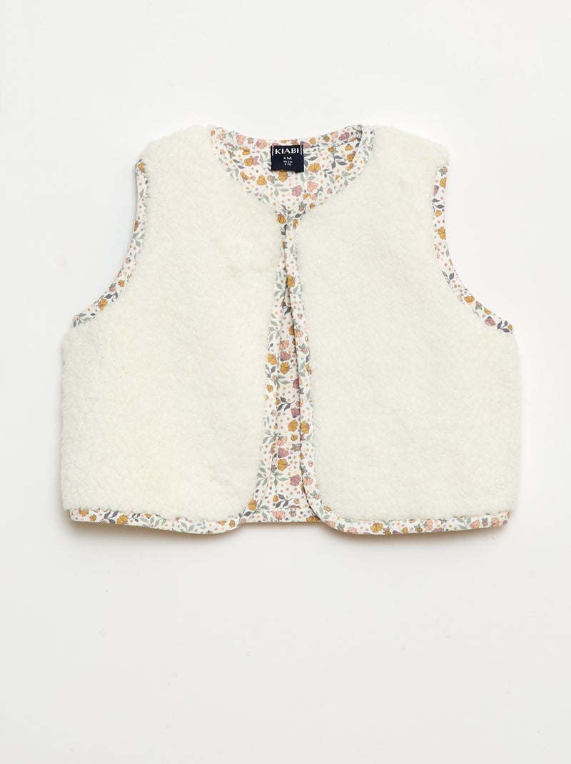 Completo gilet effetto montone + t-shirt + leggings - 3 pezzi Bianco - Kiabi