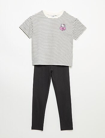Completo "Hello Kitty" 2 pezzi - maglietta a righe + leggings