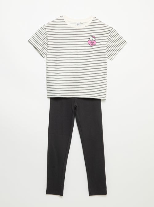 Completo "Hello Kitty" 2 pezzi - maglietta a righe + leggings - Kiabi Completo "Hello Kitty" 2 pezzi - maglietta a righe + leggings - Kiabi