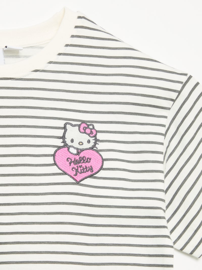 Completo "Hello Kitty" 2 pezzi - maglietta a righe + leggings Bianco - Kiabi