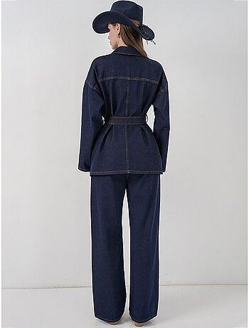 Completo in denim con giacca con dettagli tasche e pantaloni a gamba dritta bdart