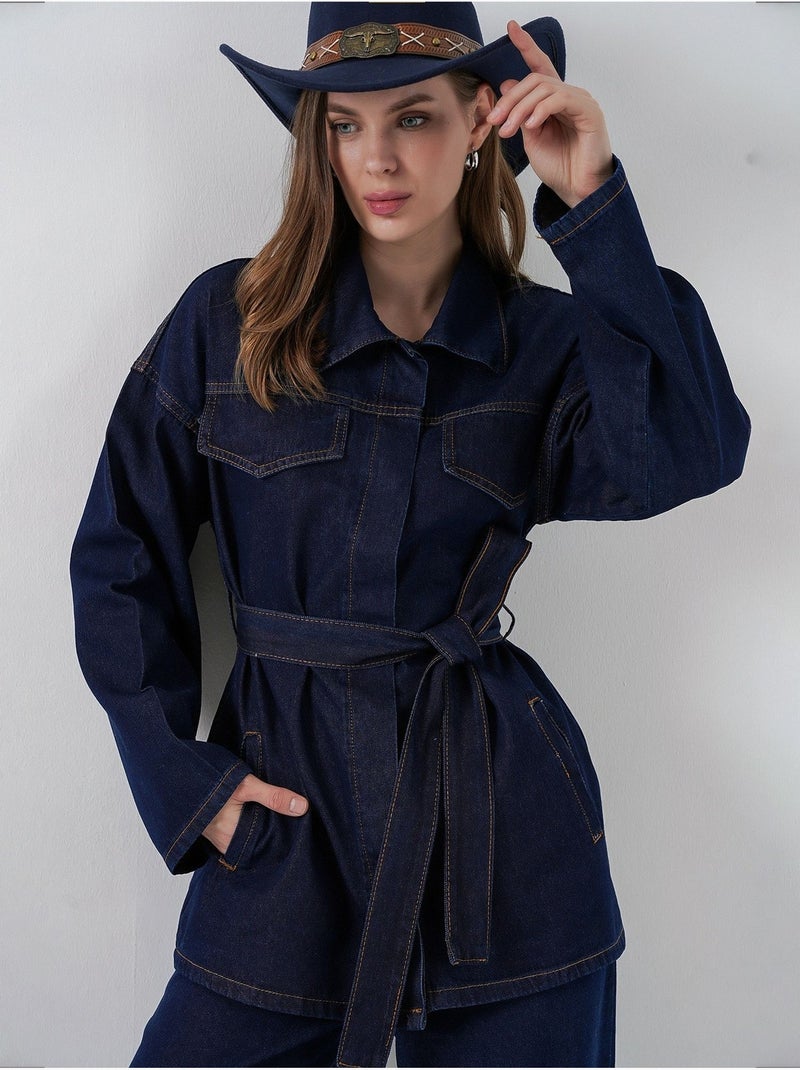 Completo in denim con giacca con dettagli tasche e pantaloni a gamba dritta bdart Blu marino - Kiabi