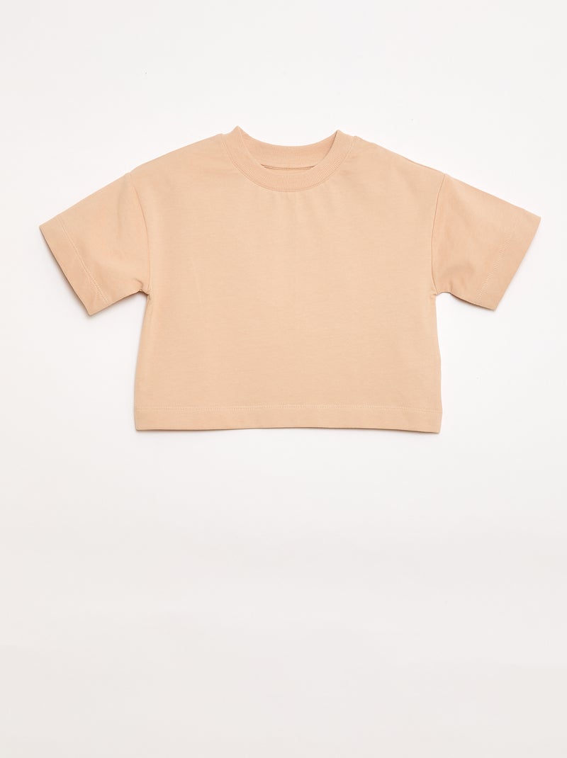 Completo in jersey t-shirt + pantaloni Beige - Kiabi