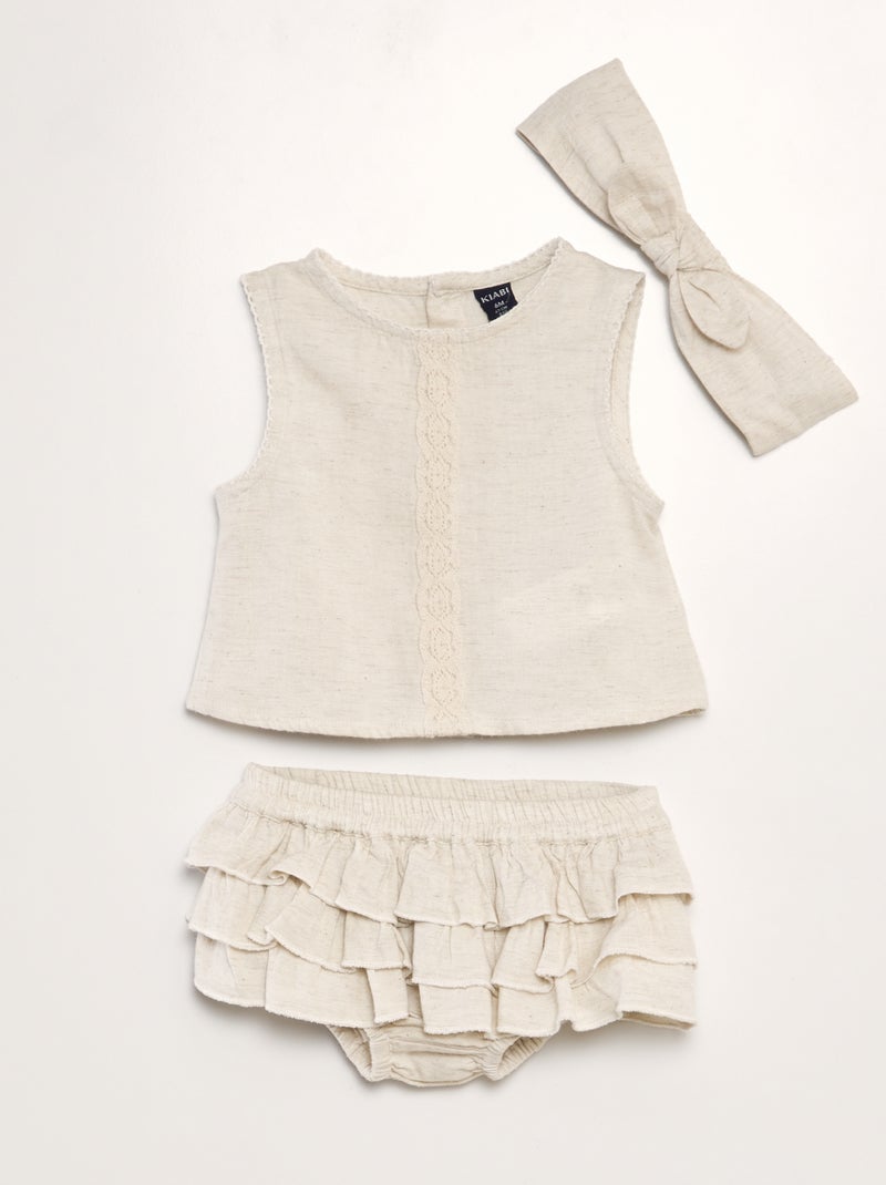 Completo in lino - 3 pezzi BEIGE - Kiabi