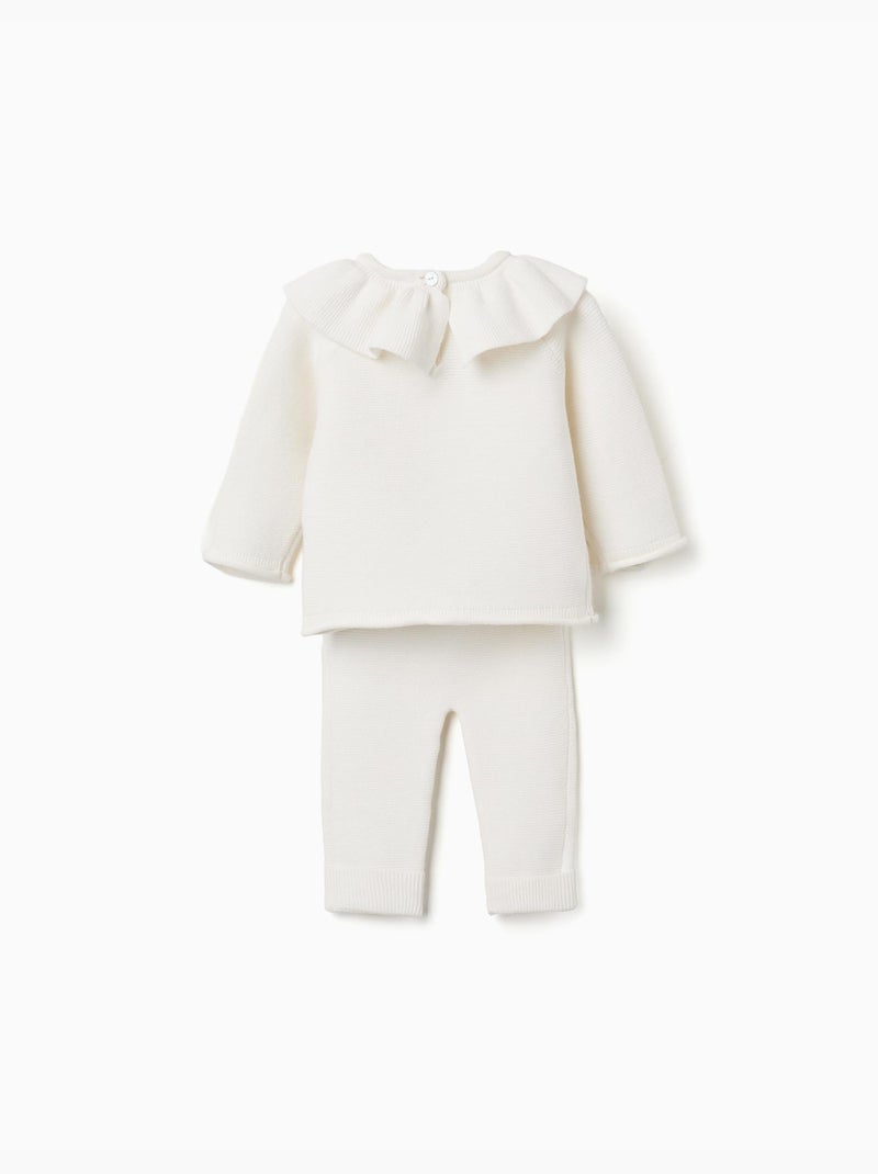 Completo in maglia con volant + pantaloni Bianco - Kiabi