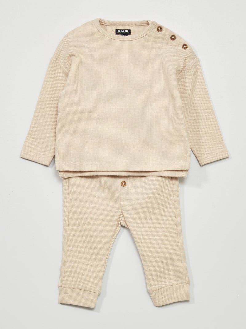 Completo in maglia goffrata - 2 pezzi BEIGE - Kiabi