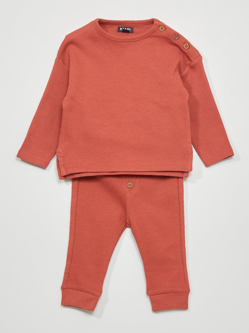 Completo in maglia goffrata - 2 pezzi ROSSO - Kiabi