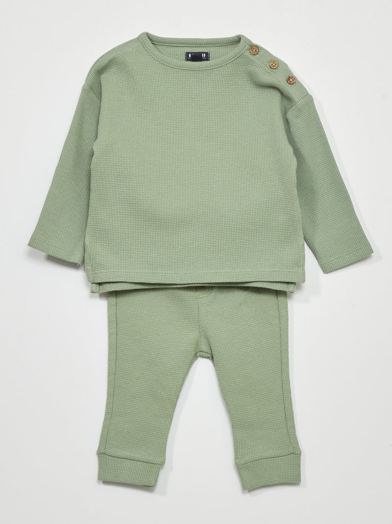 Completo in maglia goffrata - 2 pezzi VERDE - Kiabi