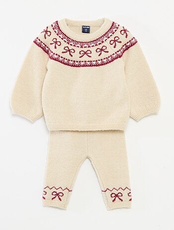 Completo in maglia maglione + leggings jacquard