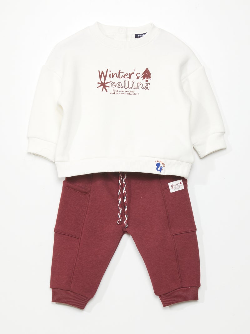 Completo in tessuto felpato felpa + joggers - 2 pezzi BIANCO - Kiabi