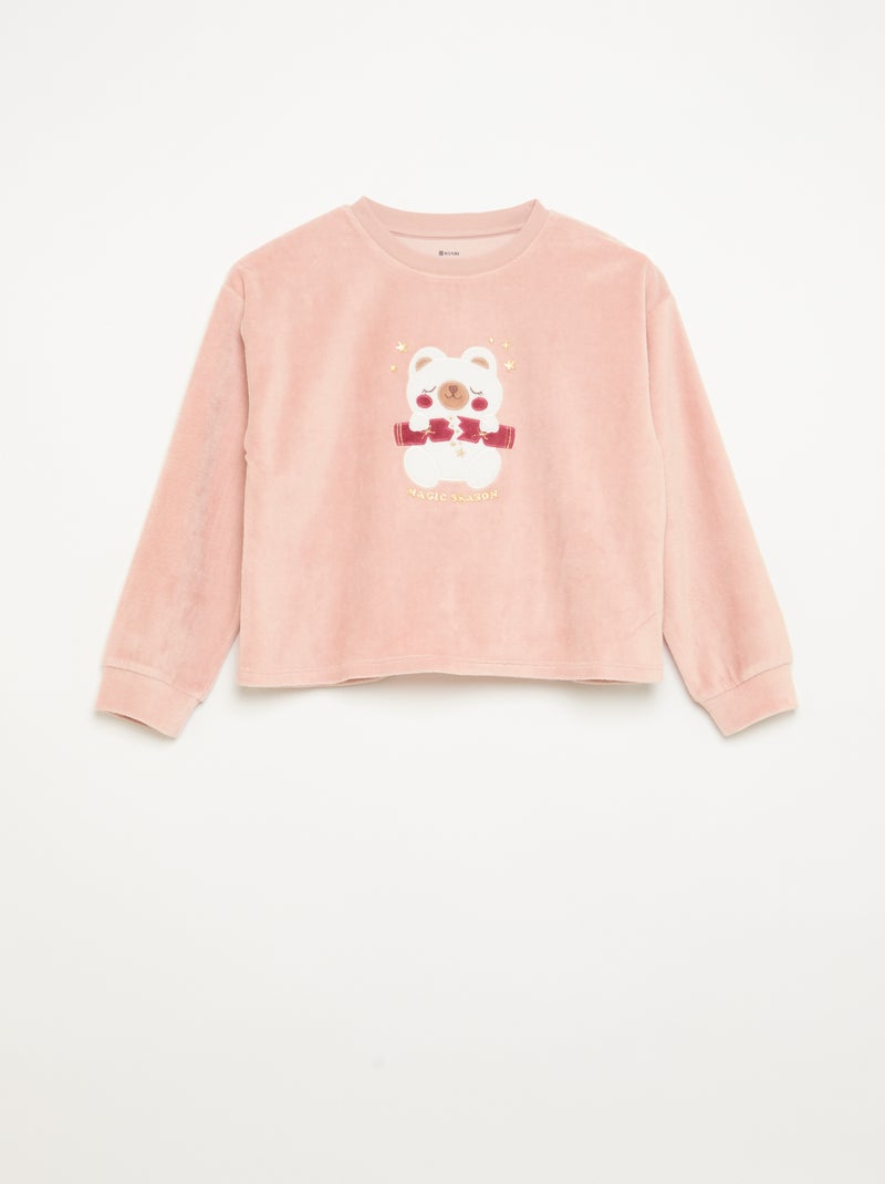 Completo in velluto - pigiama "Natale" 2 pezzi + mascherina da notte Rosa - Kiabi