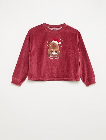 Completo in velluto - pigiama "Natale" 2 pezzi + mascherina da notte