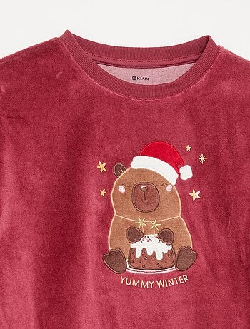 Completo in velluto - pigiama "Natale" 2 pezzi + mascherina da notte