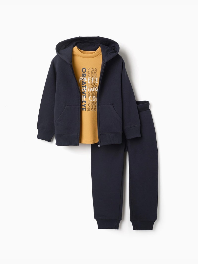 Completo jogging in cotone 3 pezzi Blu scuro - Kiabi
